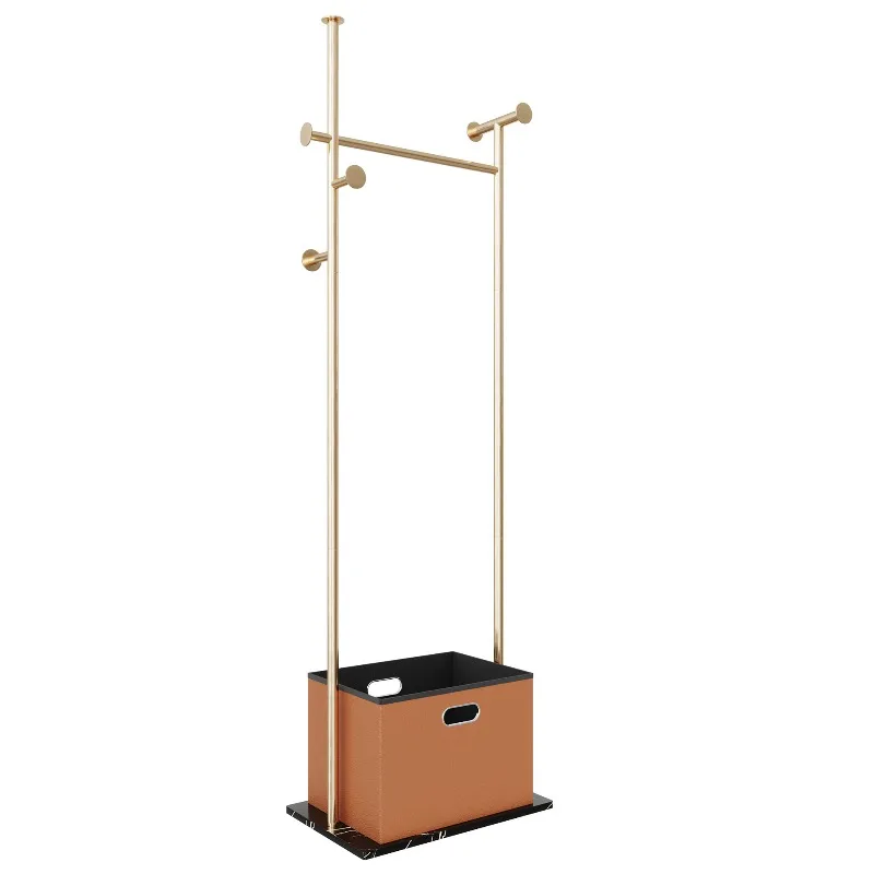 Light luxury Italian coat rack, bedroom home marble metal floor hanger, creative belt storage simple hanger