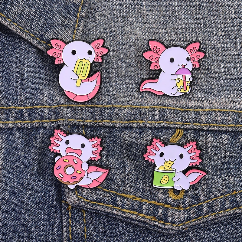 السمندر دونات عصير الآيس كريم المينا دبابيس لطيف الكرتون دبابيس ظهره الملابس شارة التلبيب مجوهرات هدية للأصدقاء