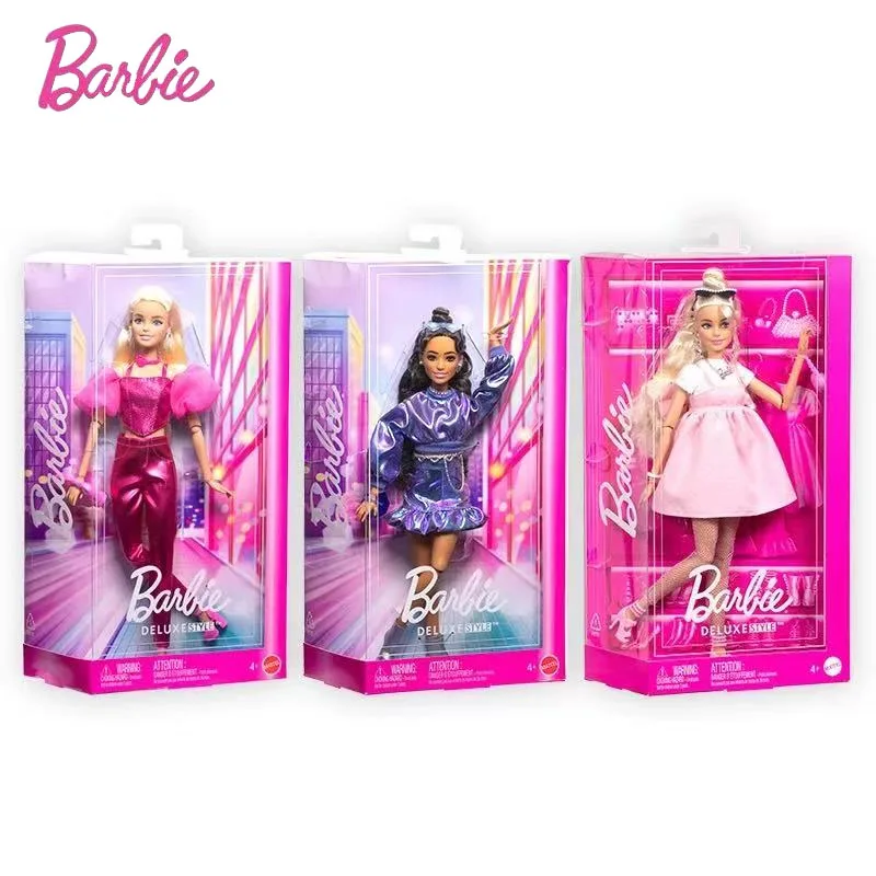 Assorted Original Mattel Barbie Deluxe Style Blond Doll for Girls Articulated Joints Toys for Children Birthday Christmas Gifts
