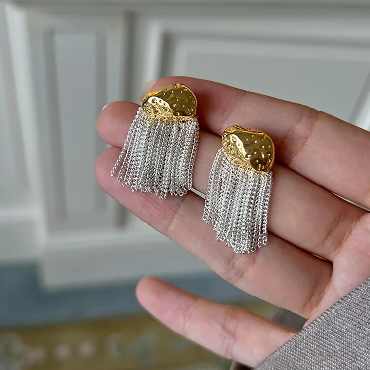 New earrings chain tassel earrings fashionable simple metal ladies pattern banquet additional 2024