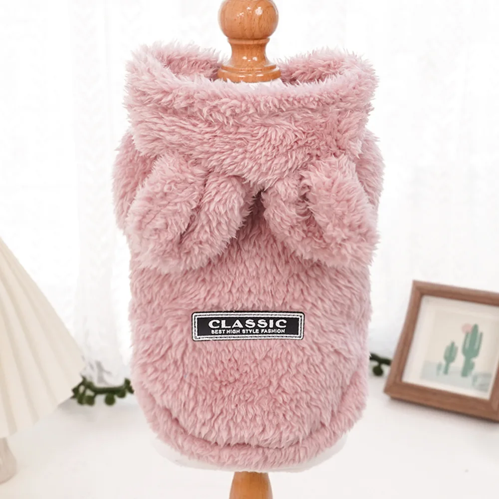 Pet Rabbit ear Shape fleece Clothes Dogs Hooded Warm Coat Cat Sweater Cold Weather Costume for Puppy Dog Cat Clothes