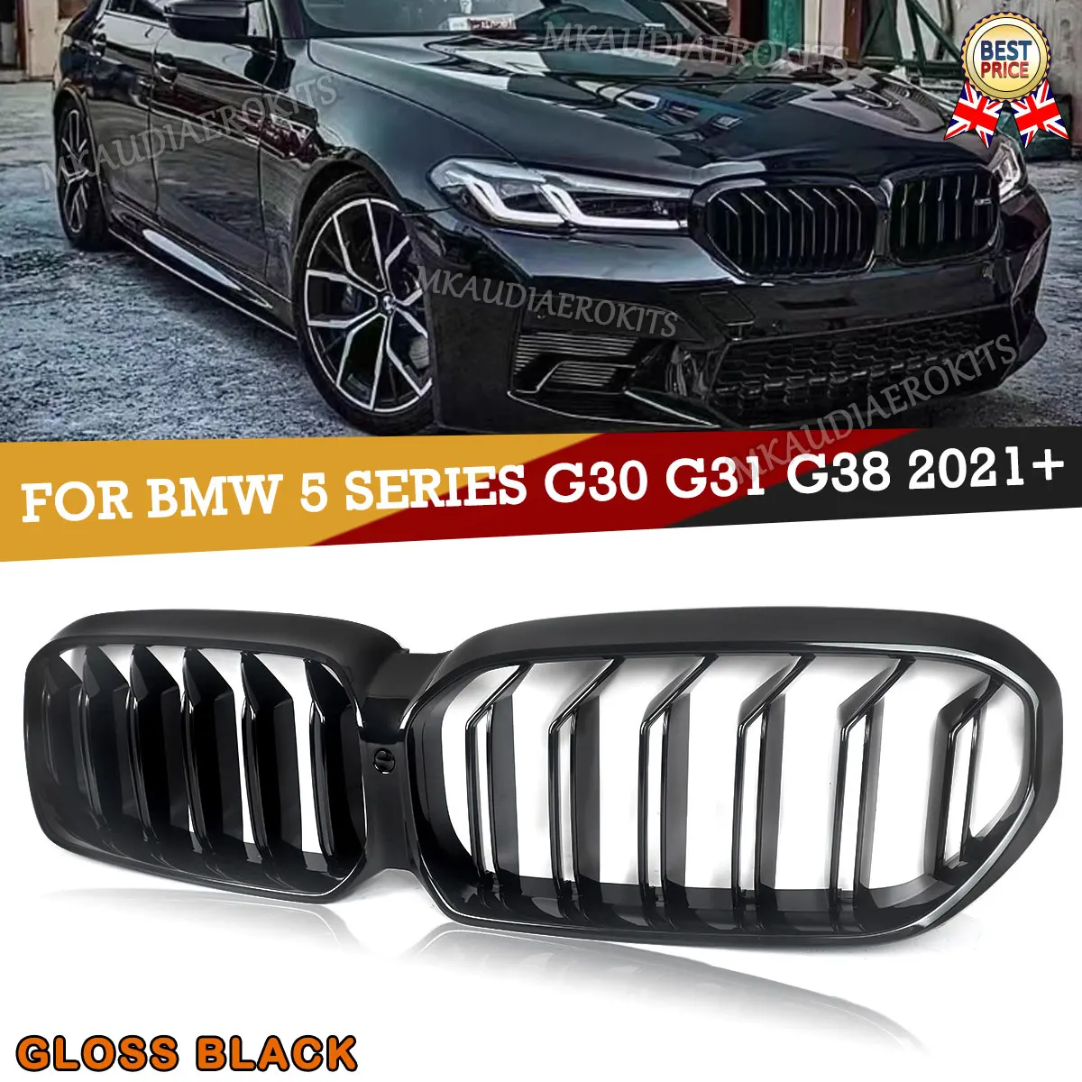 MAGICKIT FOR BMW 5 SERIES G30 G31 LCI GLOSS BLACK DOUBLE SLAT KIDNEY GRILLS GRILL CAR Accessories tools