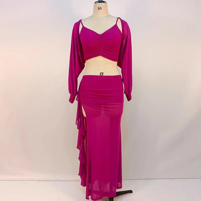 customized belly dance costume new practice outfit beginner female sexy long skirt Eastern dance group costume performance dress