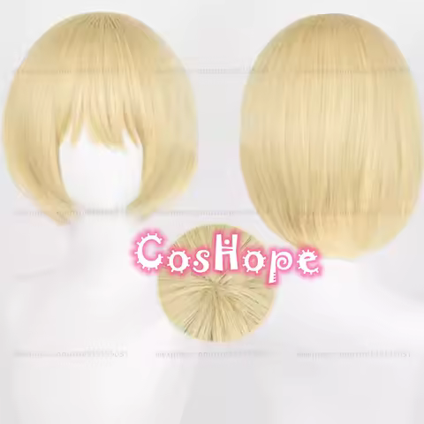 Armin Arlert Cosplay Wig 30cm Short Bob Wig Light Golden Wig Cosplay Anime Cosplay Wigs Heat Resistant Synthetic Wigs