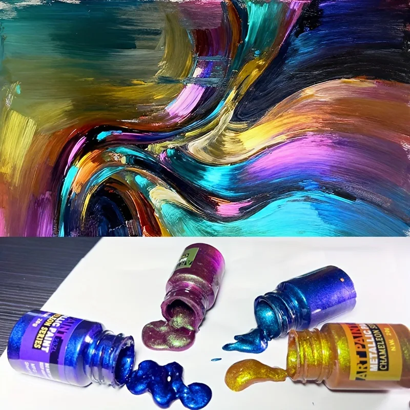 12 Colors Chameleon Color Shift Paint Iridescent Angle Changing Pigment DIY Handcraft Art Drawing Pigment for Artists Creation