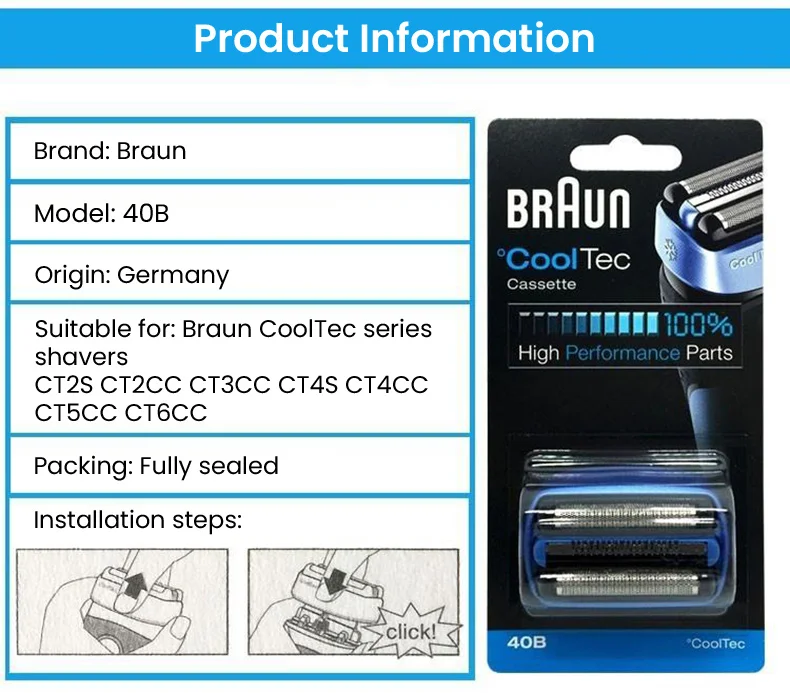 Braun Bn40b Scheerkop Aangepast Model Ct 2S Ct2cc Ct3cc Ct 4S Ct4ss Ct5cc Ct6cc