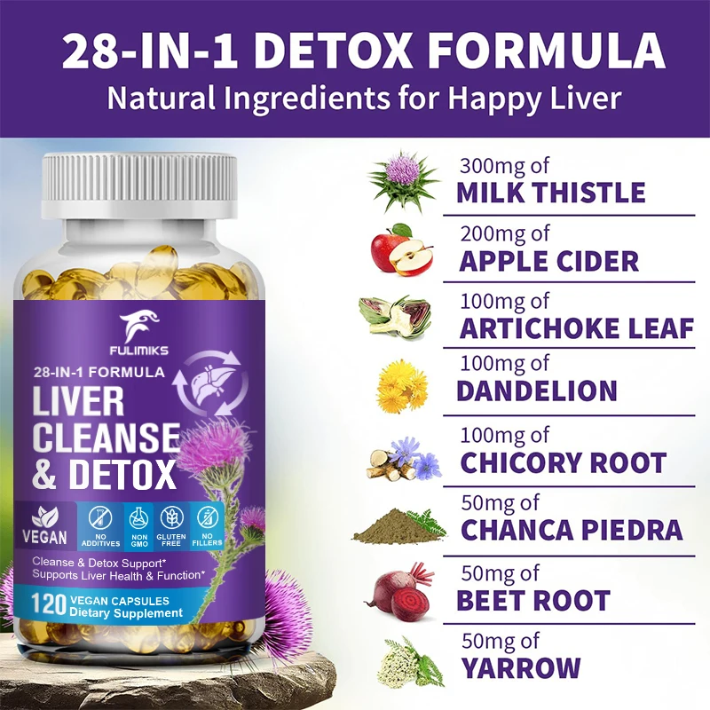 28-in-1 Liver Cleanse with Milk Thistle, Artichoke & Apple Cider Vinegar -Liver Cleanse Detox&Repair Heath Formula Liver Support