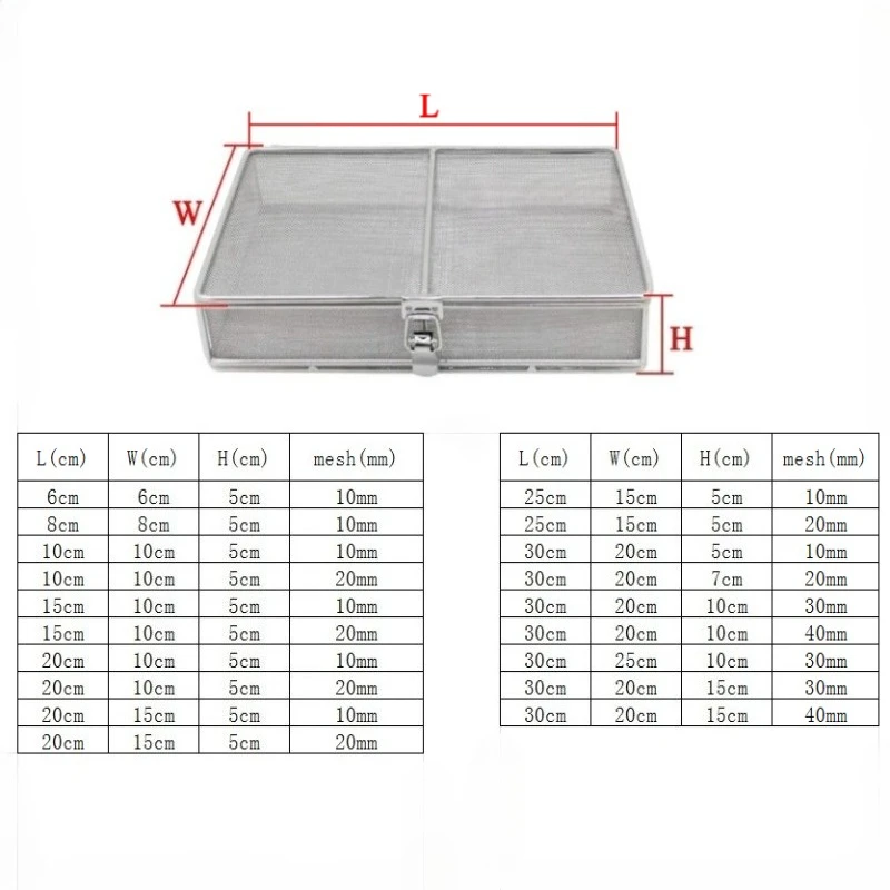 Stainless Steel Mesh Basket with Lock and Lid Storage Basket Ultrasonic Cleaning Box Medical Instrument Sterilization Basket