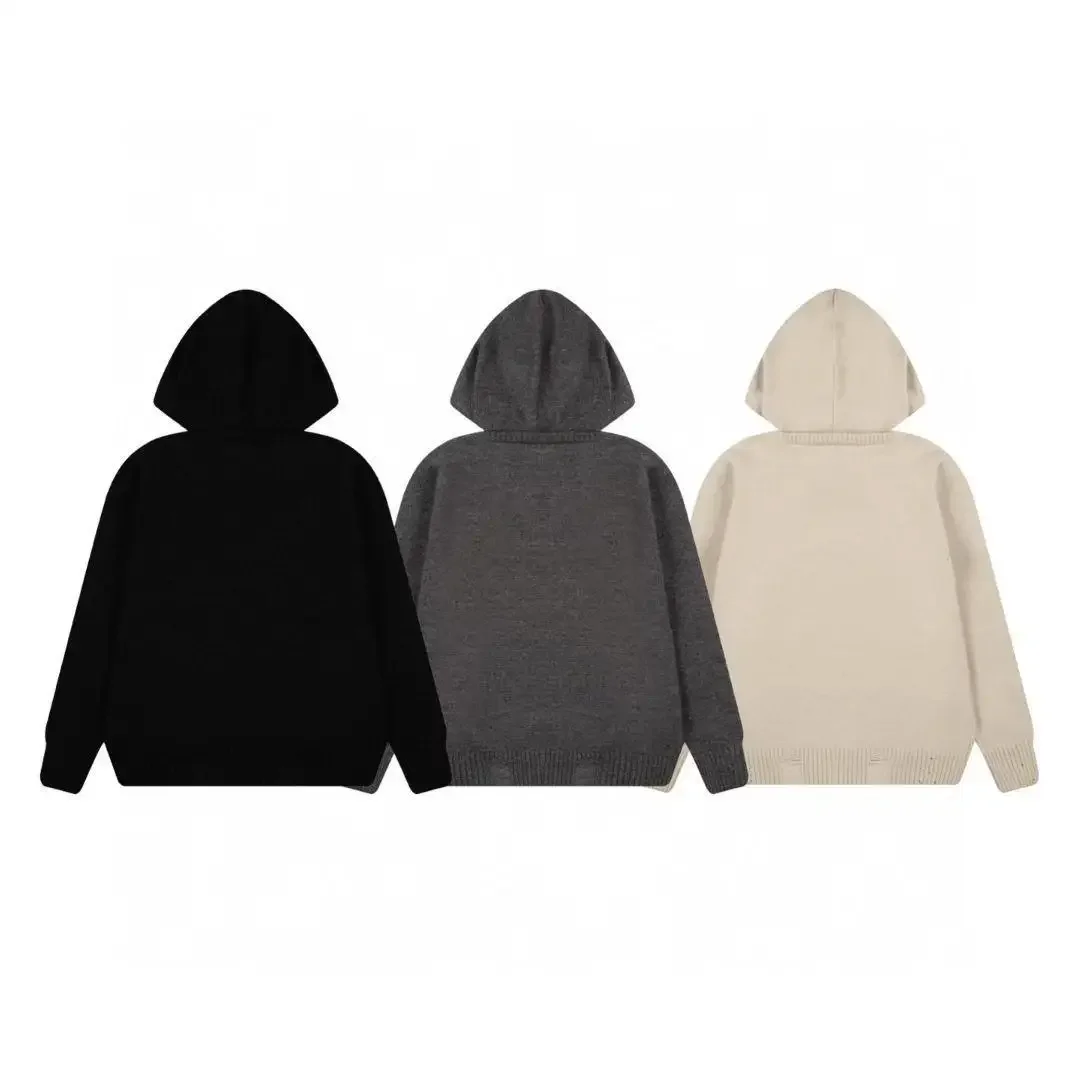 In Stock Korean Streetwear Brand Matin Kim Autumn Winter Sweater Distressed Hooded Pullover Fake Two-Piece Letter Knitwear