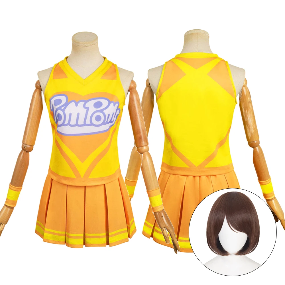 Anime Misora Kanata Cosplay Costume Yellow Tops Skirt Uniform for Women Halloween Carnival Party Performance Clothes Roleplay