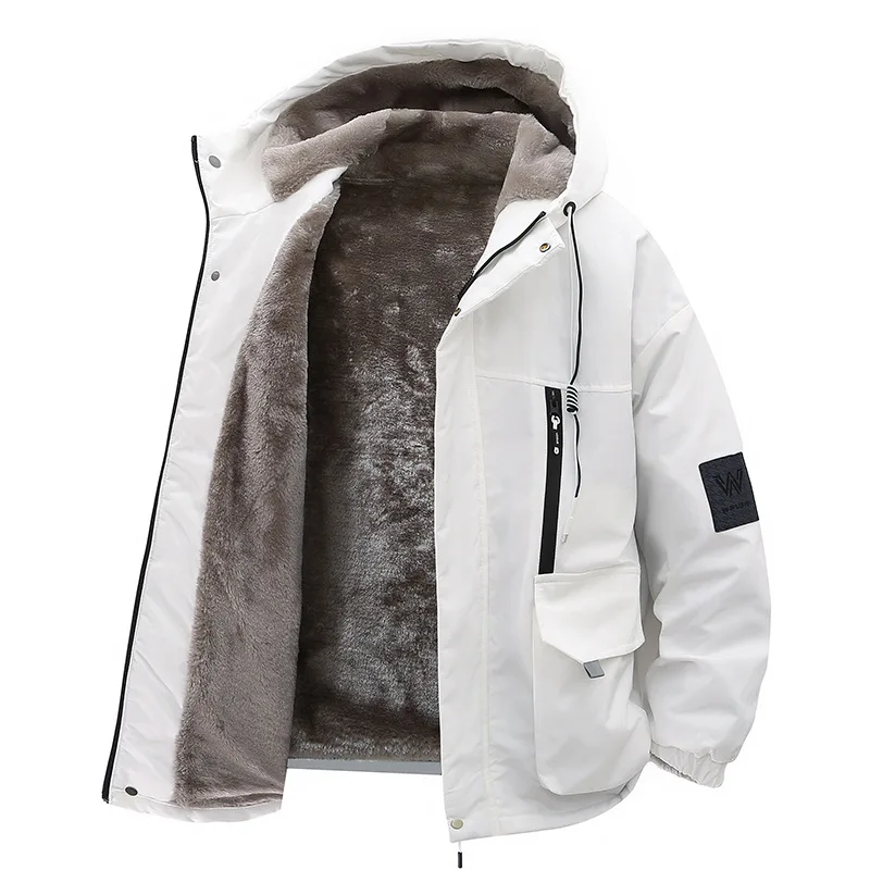 2025 Winter Men's Thick Fleece Jacket with Warm Hooded Cotton Jacket for Men Windproof Warm Jacket Parkas Women's Jacket