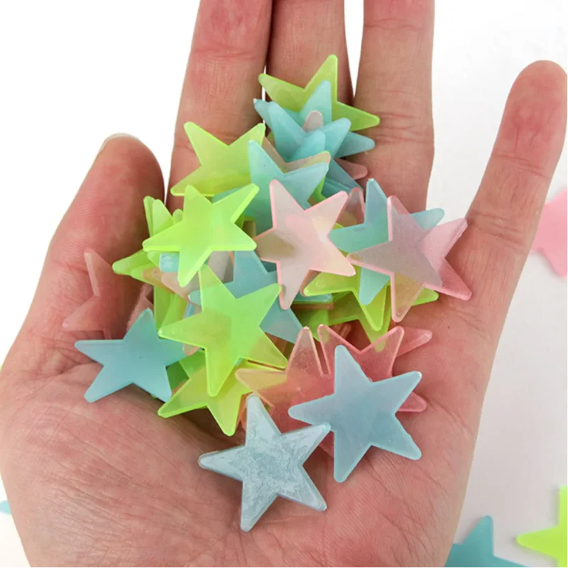 100pcs/set Stars Luminous Wall Stickers Colorful Star Glow In The Dark Decals Kids Baby Room Decoration Diy Home Decor Mural