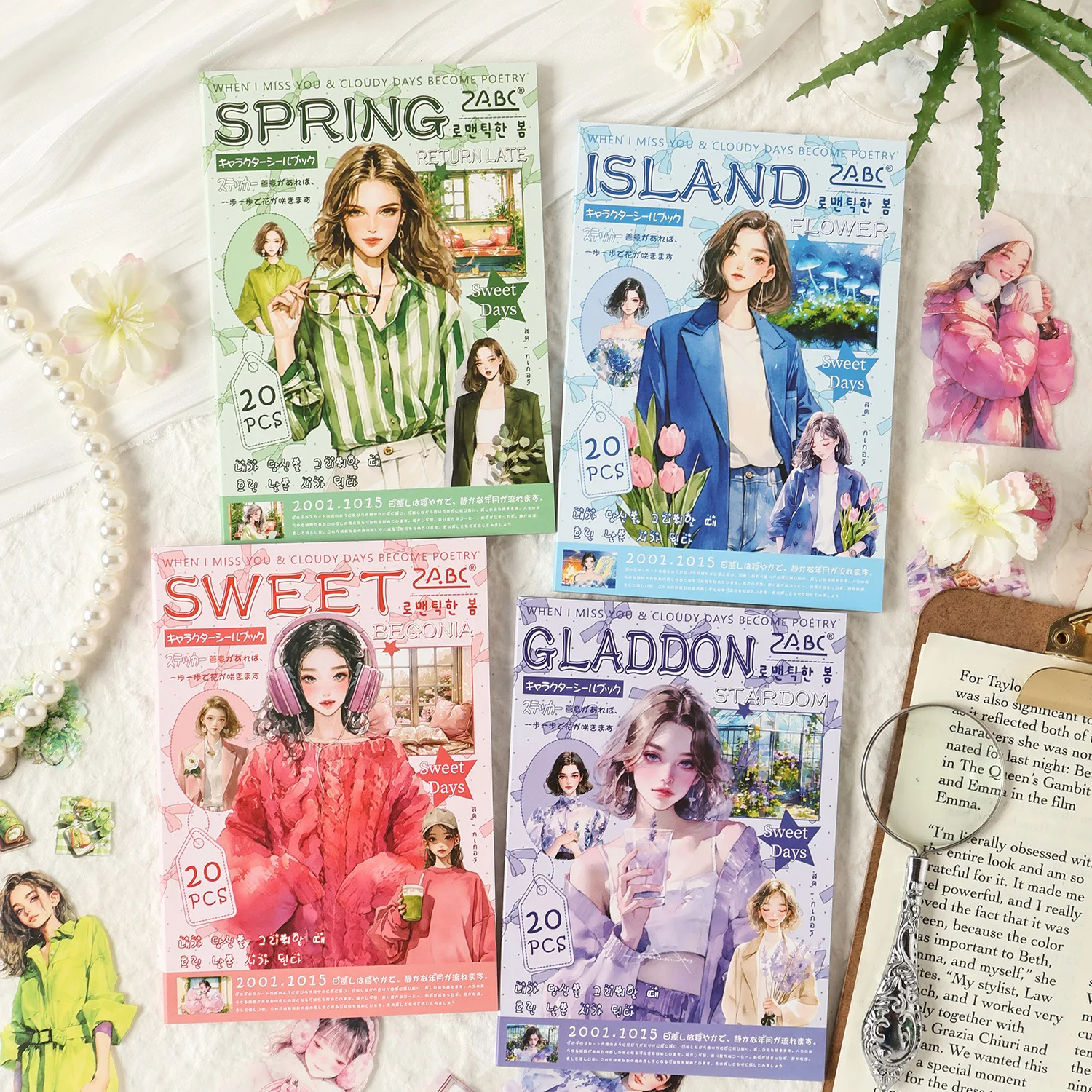 

Beautiful Woman Like Flower Series Vintage Character Floral Landscape PET Sticker Creative Journal Material Collage Stationery