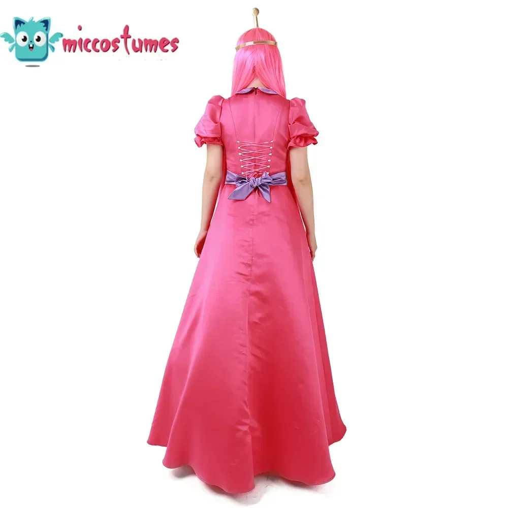 Miccostumes 's Pink Princess Cosplay Costume with Crown for Women Red Long Dress