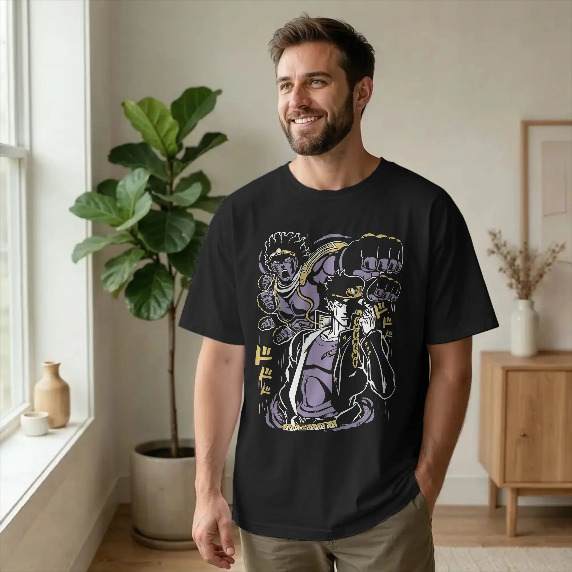 Joestar Family Bizarre Adventure Yare Yare Daze  T-Shirt Men's 100%Cotton Short Sleeve Crewneck Summer TopsTops