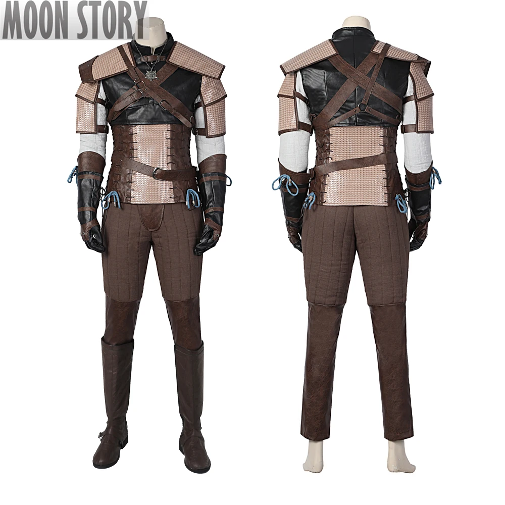 Game Witcher 3 Cosplay Costume Wild Hunt Geralt of Rivia Adult Man Hero Suit Leather Jacket Coat Halloween