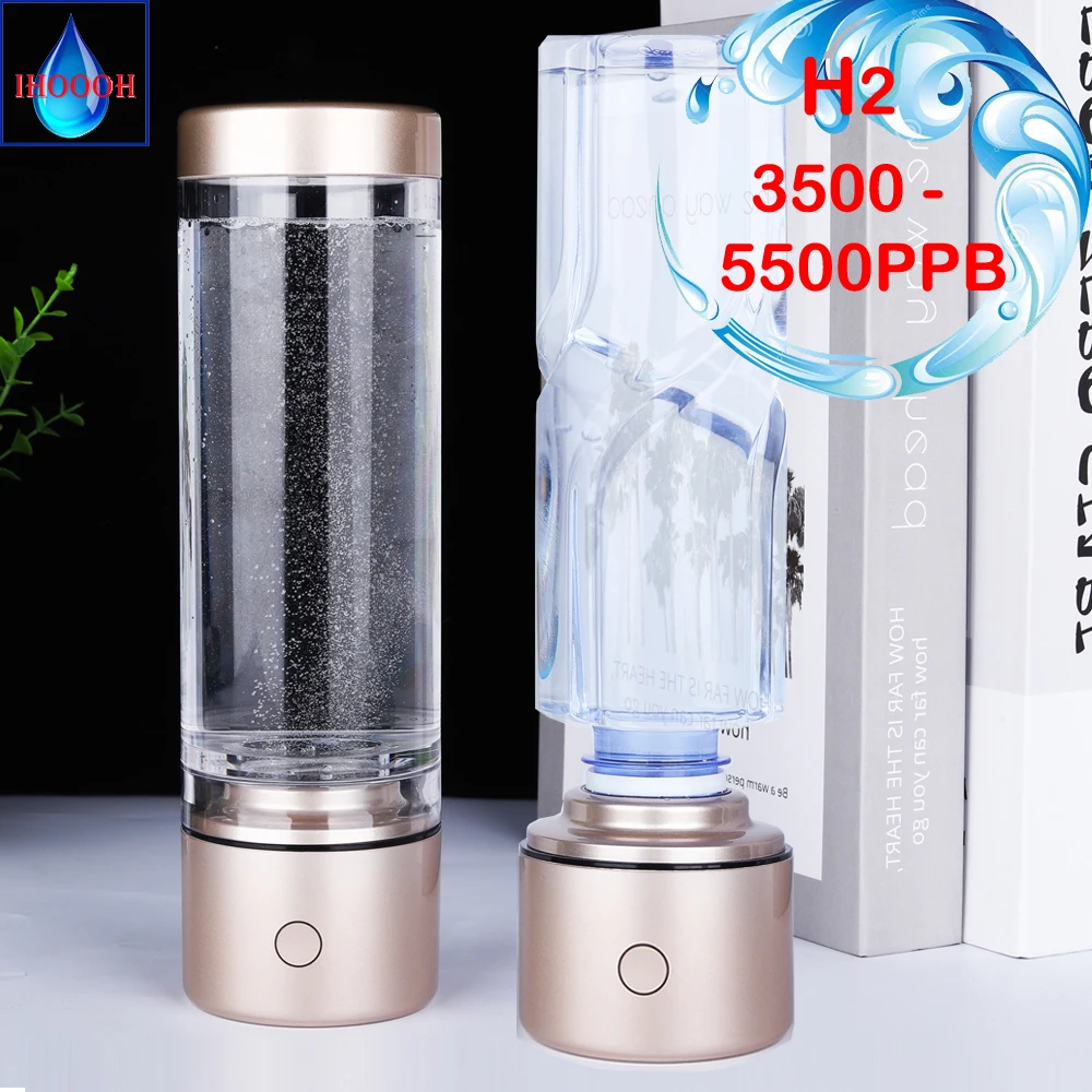 

IHOOOH нано-богащенная бутылка с генератором водородной воды, антивозрастная щелочная чашка H2, электролиз, ионизатор, респираторный 5000PPB