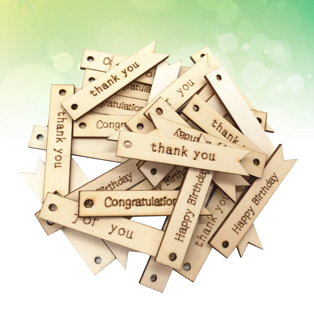 

60Pcs Letters Wooden Cutouts Craft Ornaments Hanging Tags DIY Decorations Photo Props Wedding Holiday Christmas Ornament