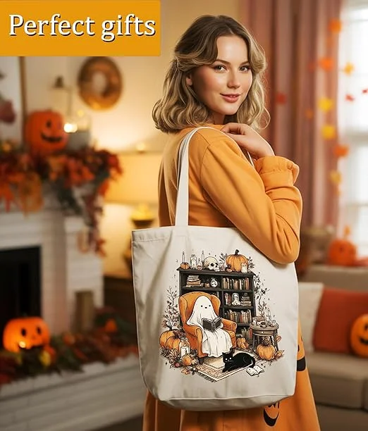 Versatile Tote Bag Aesthetic Canvas Bag Fashionable for Student Women Men Readers & Bookworms Minimalist Design