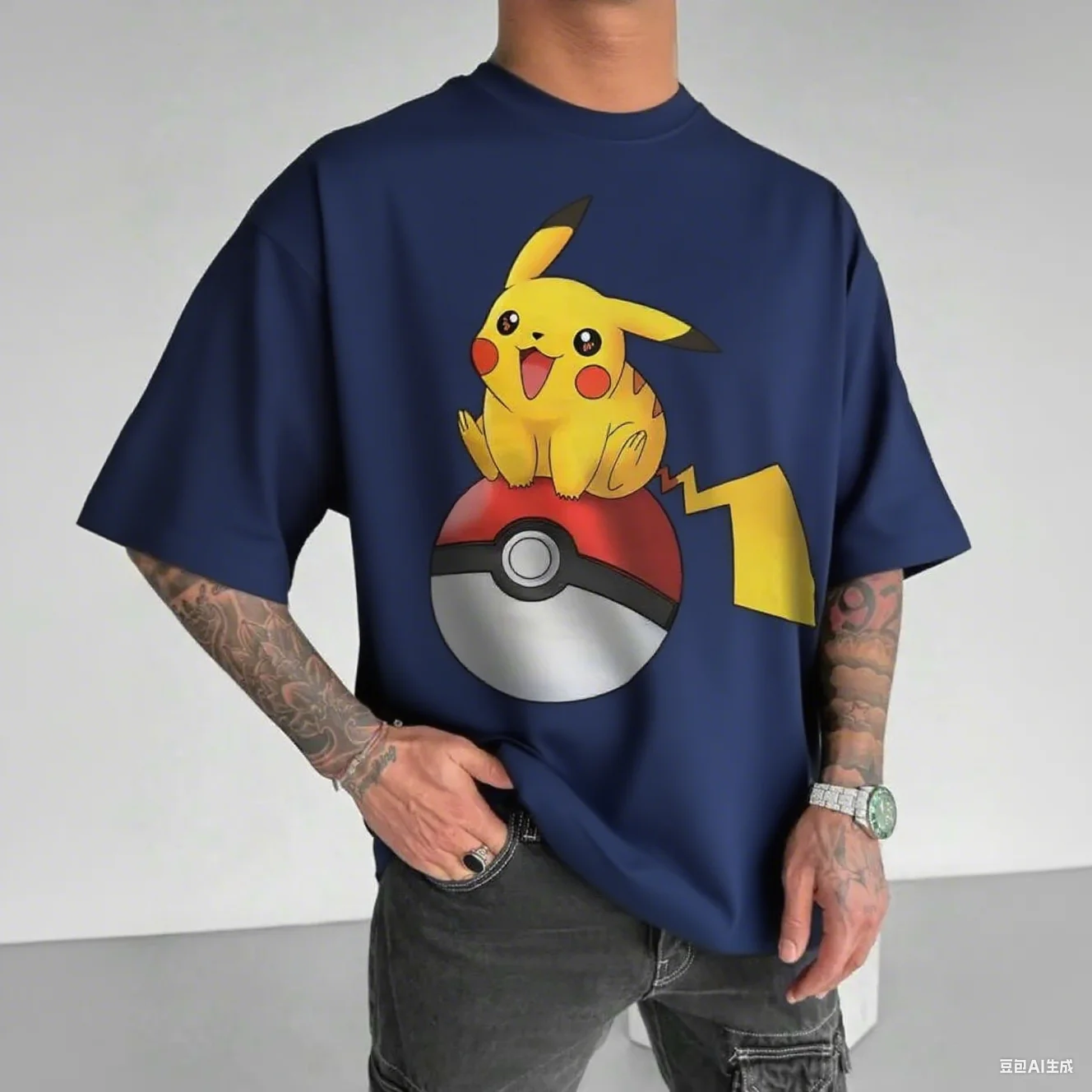 

Pokémon Pikachu Cotton Tee Happy Pikachu on Poké Ball Graphic Front Print Soft Cotton Stylish Daily Top New Arrival Tee S-4XL