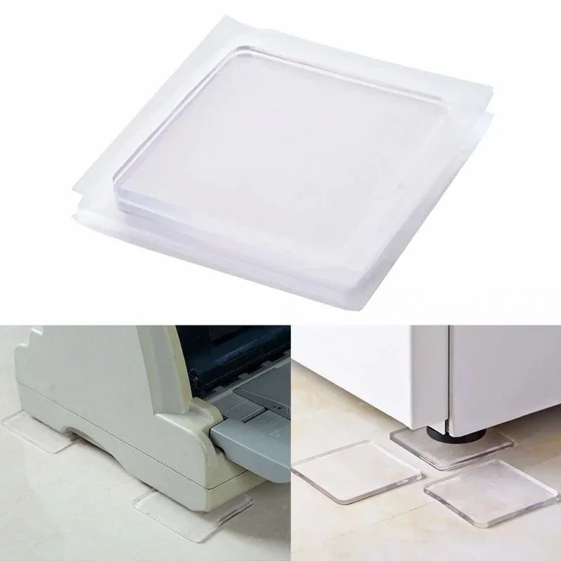 New 4pcs Anti Vibration Non-Slip Mat Washing Machine Silicone Pad Multifuncational Transparent Place Mats Home Bathroom Portable