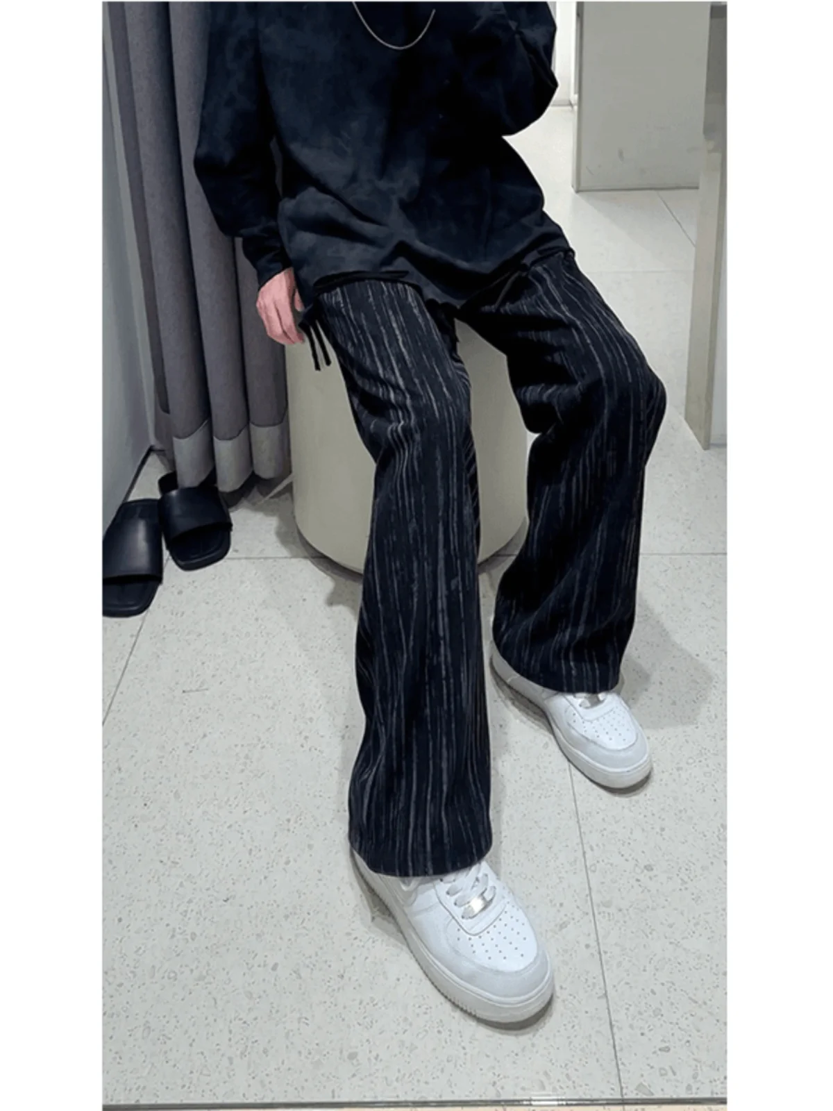 

Мужские повседневные брюки American Sle Tie Dye, винтажные вельветовые брюки с широкими штанинами, свободного кроя, с вертикальными полосками, для весны и осени