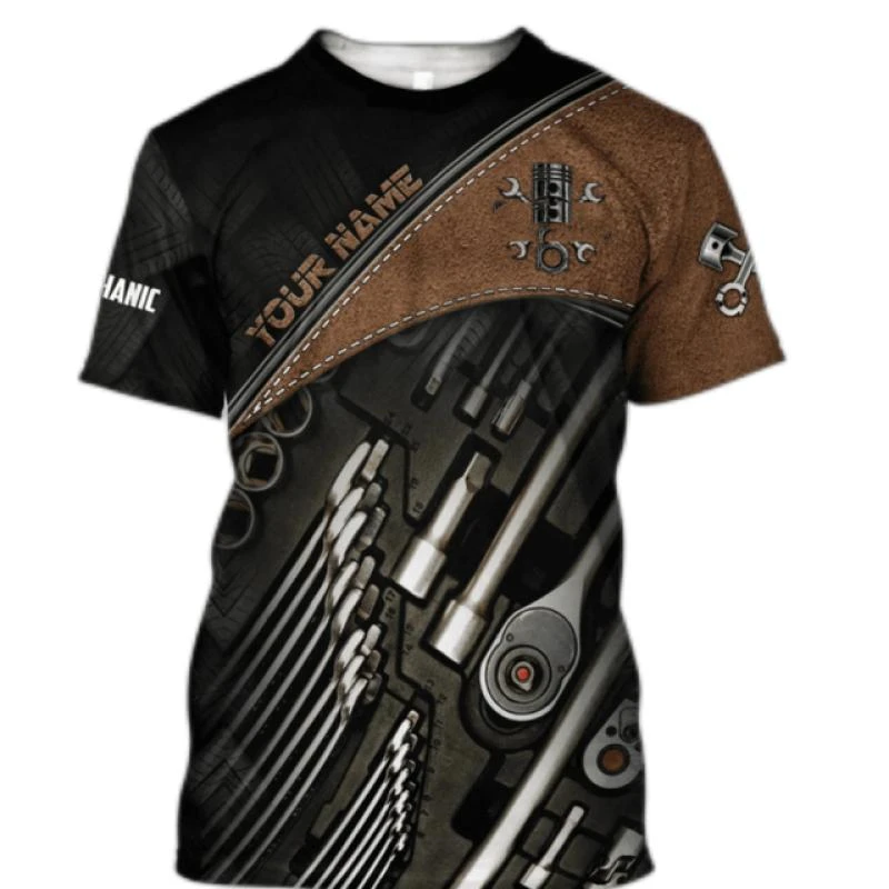 Vintage Mechanic Graphics T Shirts Summer Fashion Short Sleeve O Neck 3D Printed Mens T-shirts Casual Oversized Sports Tees Tops image 3