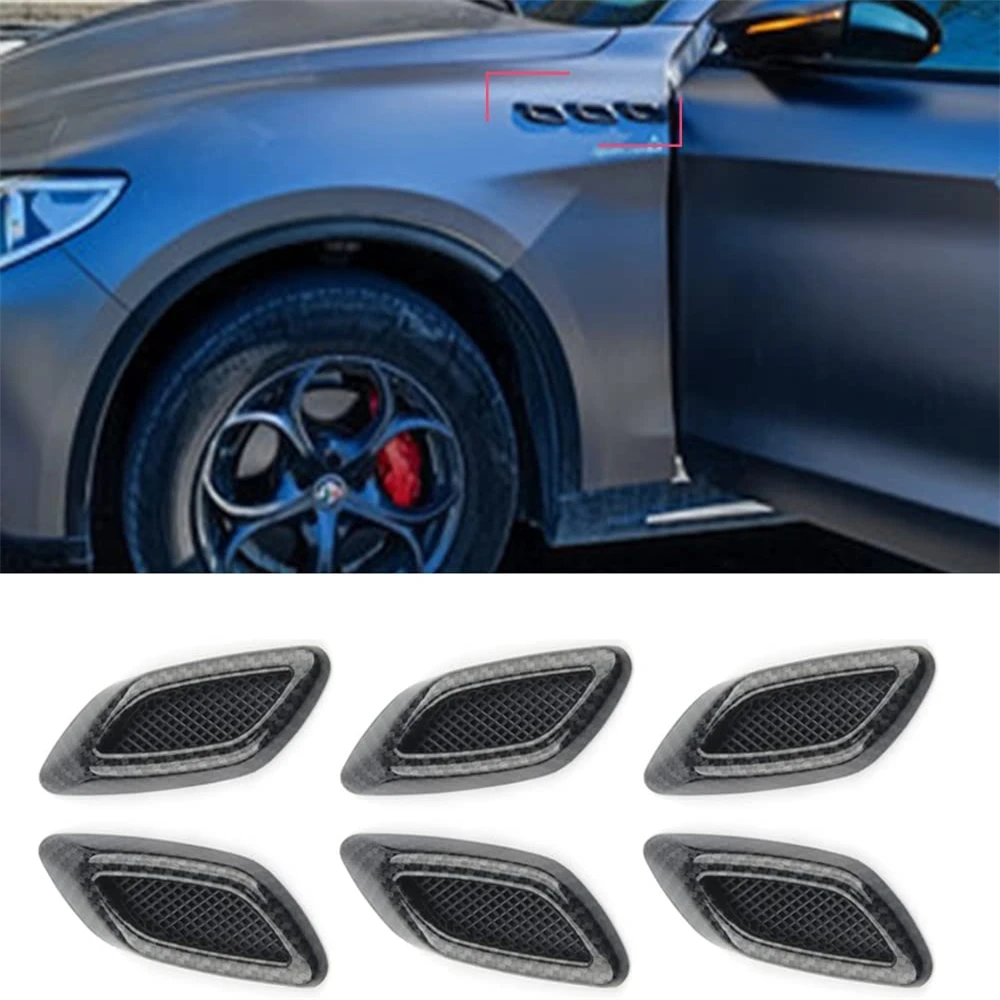 

6pcs Car Fender Intake Trim Universal Auto Air Flow Bumper Side Vent Decal Scoop Hood Spolier Door Carbon Fiber ABS Sticker