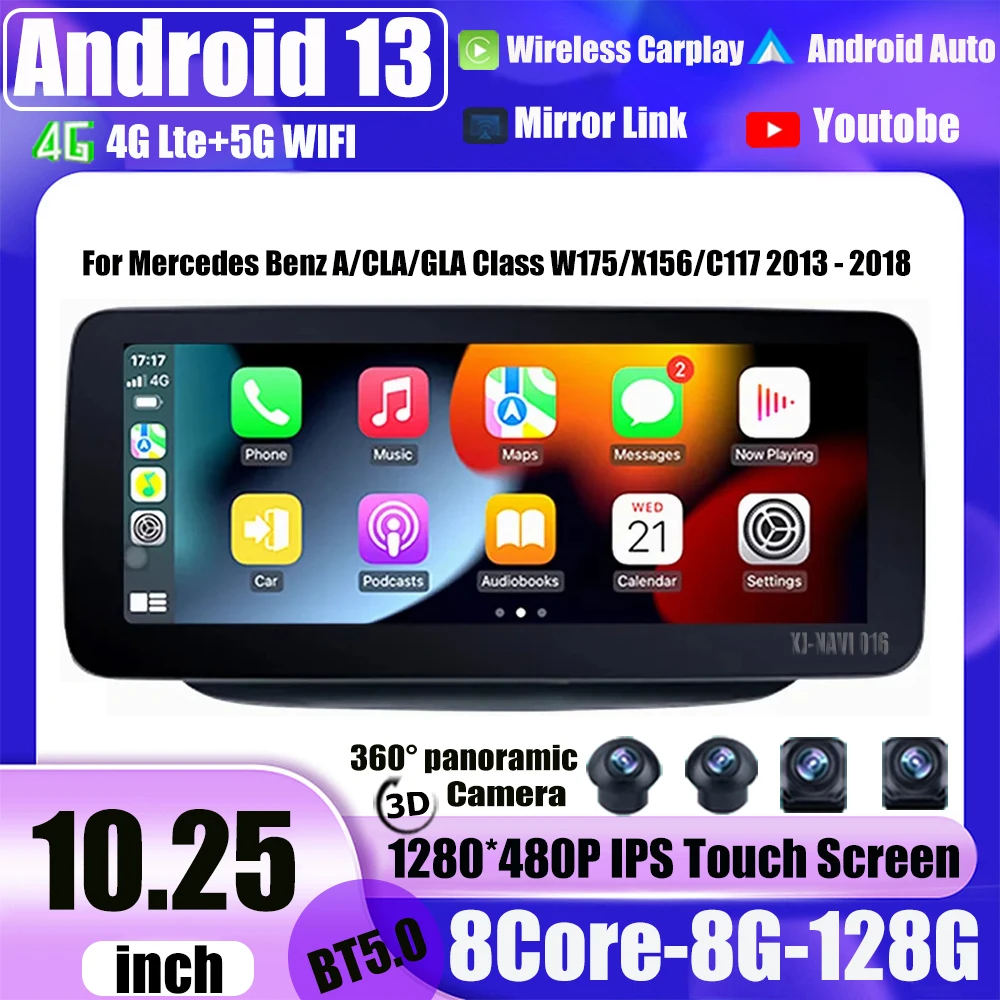 

Android 13 Auto For Mercedes Benz A/CLA/GLA Class W175/X156/C117 2013 - 2018 Carplay 10.25" IPS Screen Stereo GPS Navigation