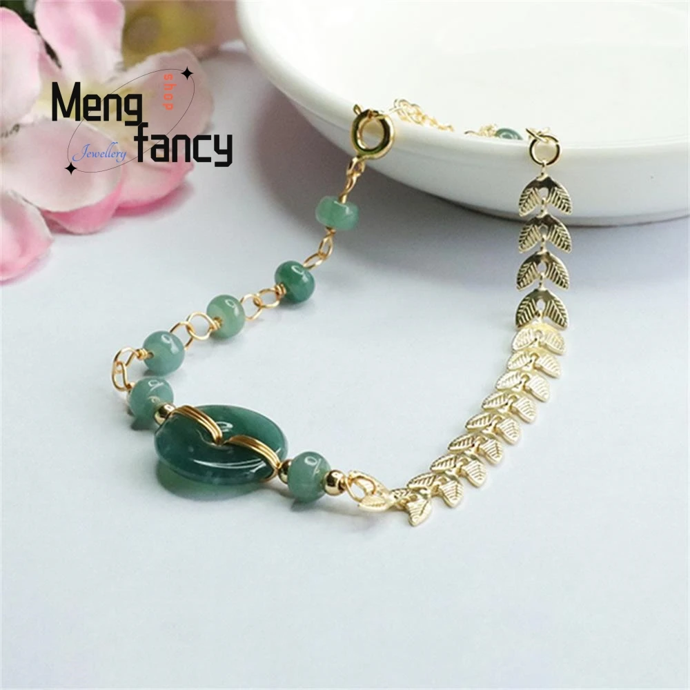 Natural Jadeite Bracelet Blue Water Peace Buckle Exquisite Elegant Simple High-grade Luxury Quality Fashion Jewelry Holiday Gift