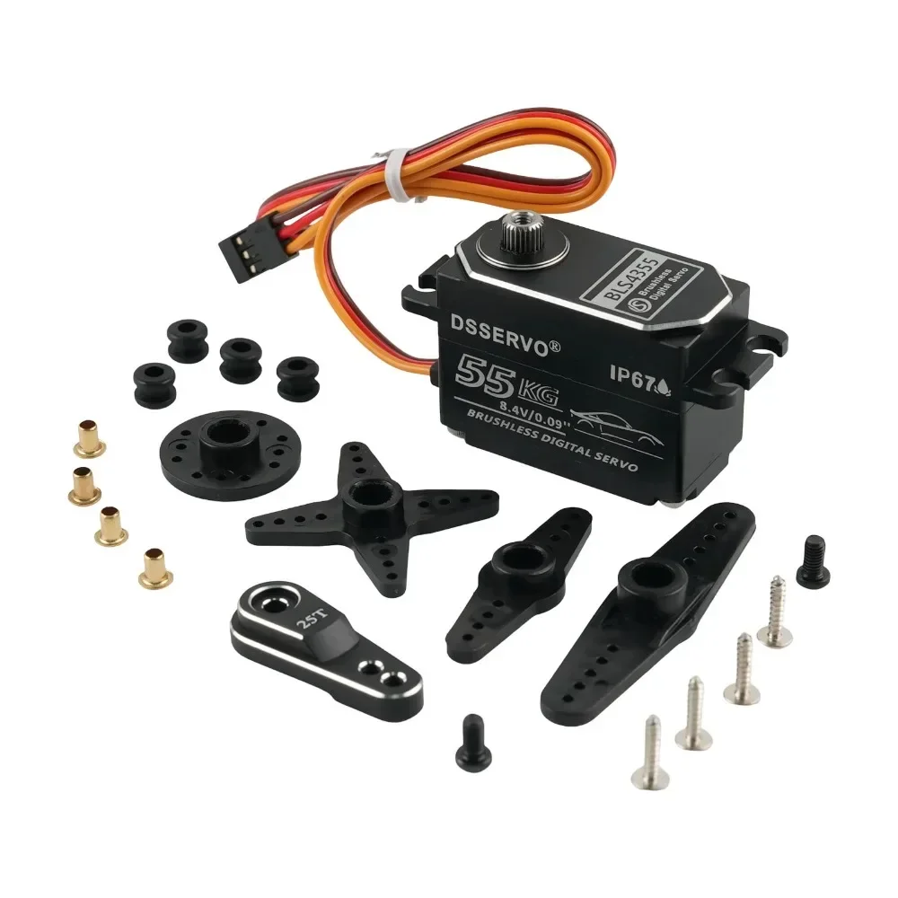 BLS4355 RC Servo Motor 55KG High Torque Brushless Digital Full Metal Gear HV 7.4V Steering for 1/8 1/10 Crawler Car DIY