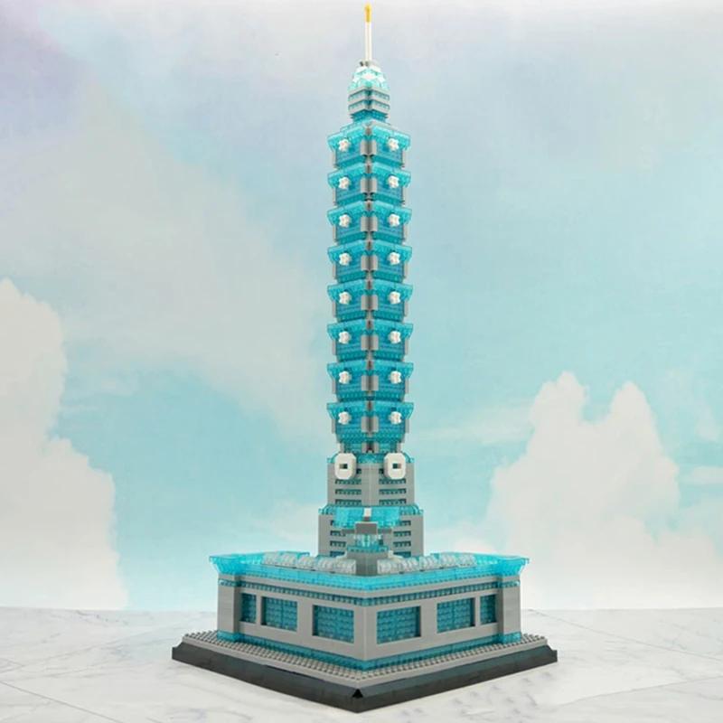 YZ 072 World Architecture Taipei 101 Financial Center Tower Mall DIY Mini Diamond Blocks Bricks Building Toy For Children No Box