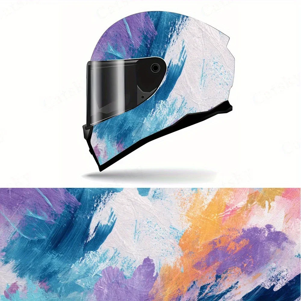 Adesivo de Capacete de Motocicleta com Arte Abstrata e Efeito de Salpicos de Cor, Gráfico de Corrida, PVC Autoadesivo Impermeável, Impactante