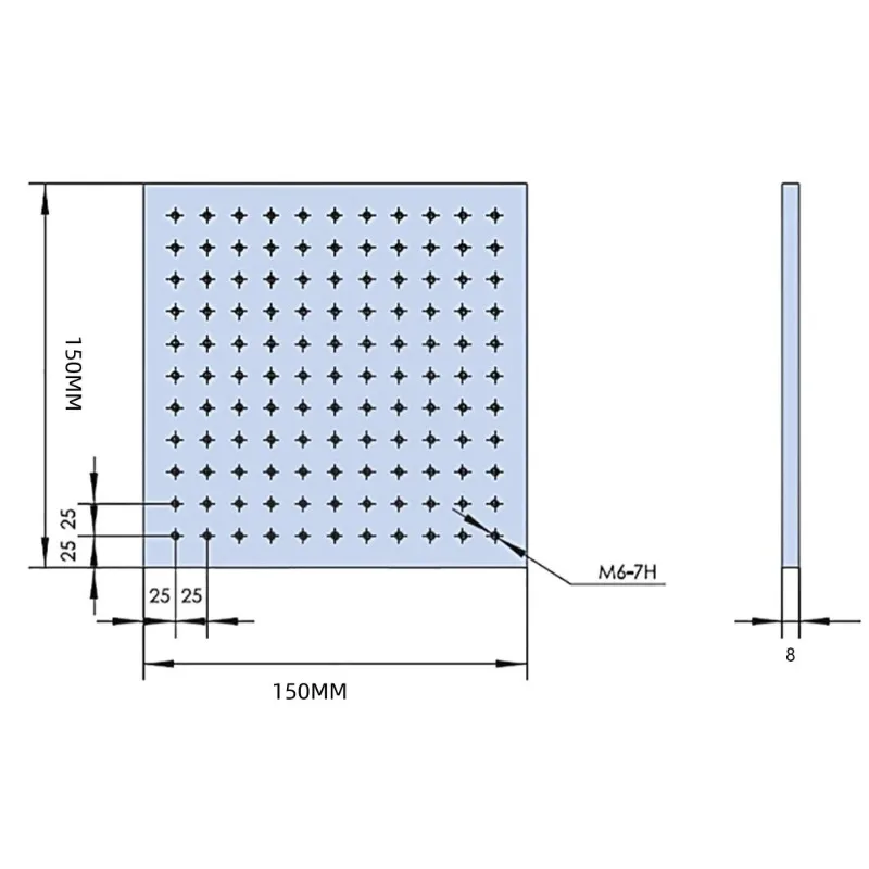 Stainless Steel Optical Flat Plate 150x150x8mm - Experimental Platform Breadboard with High Magnetic Permeability Work Table