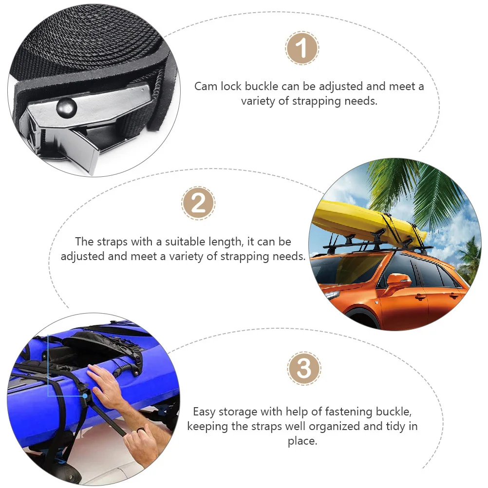 

1Pair Cargo Tie Down Straps Cam Buckle Wide Lashing Strap Adjustable for Car Roof Kayak Canoe Surfboard Tow Truck
