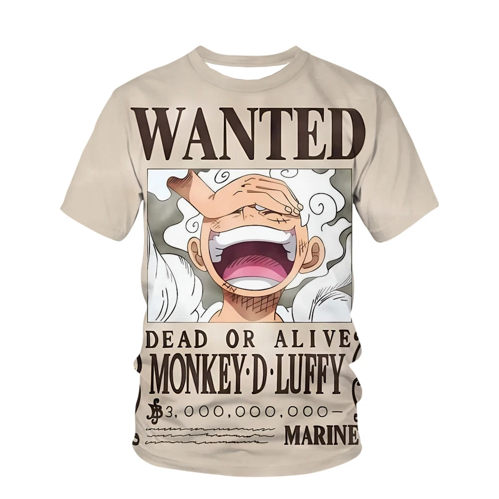 Summet kaus Luffy Anak laki-laki, pakaian atasan t-shirt Anime One Piece untuk anak-anak lengan pendek modis