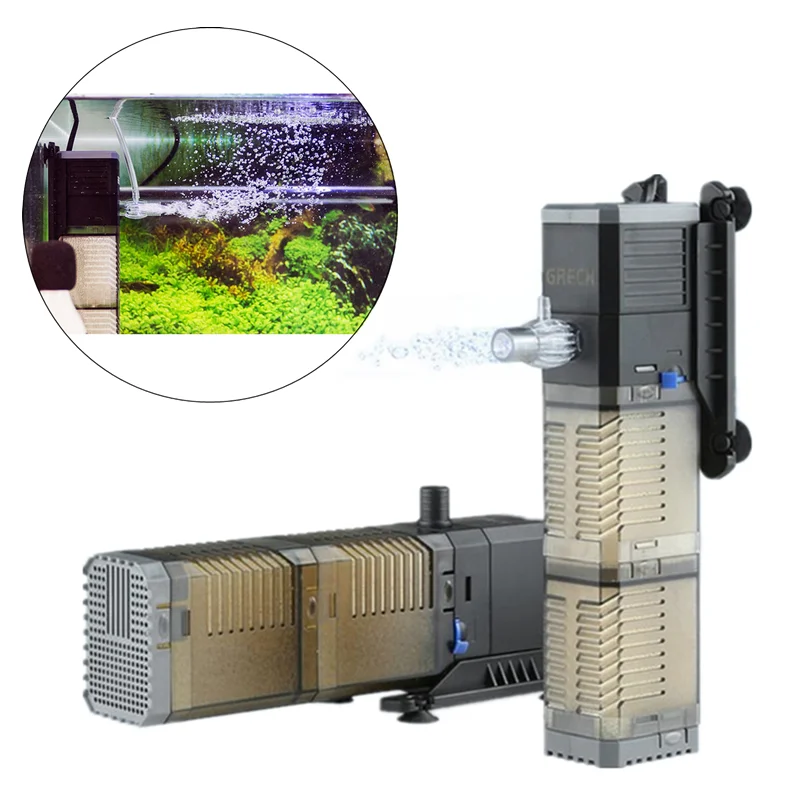 Aquarium Filter Pump Super 5 In 1 Fish Tank Submersible Air Oxygen Internal Pump Aquarium Diving Fountain Pump AC220V