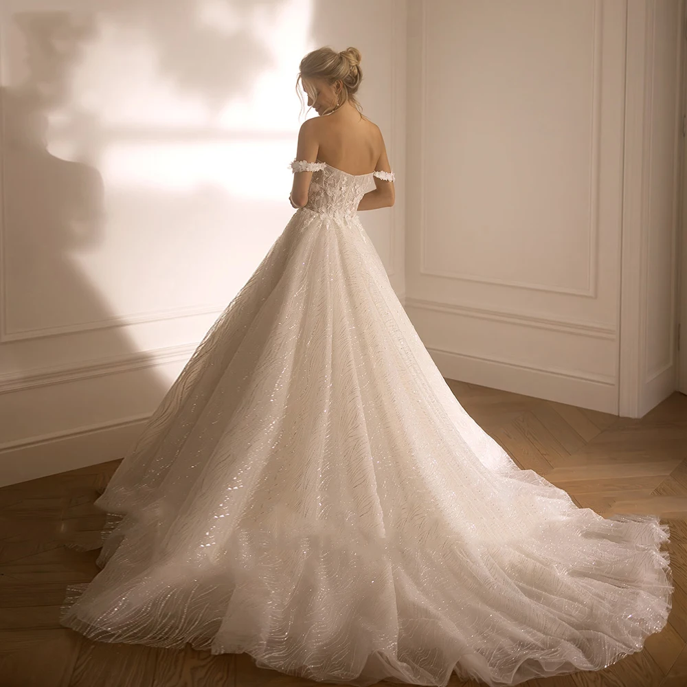 Abiti da sposa estivi con spalle scoperte abiti da sposa in Tulle di qualità senza maniche a-line abiti da sposa fidanzamento principessa Vestido De Novia