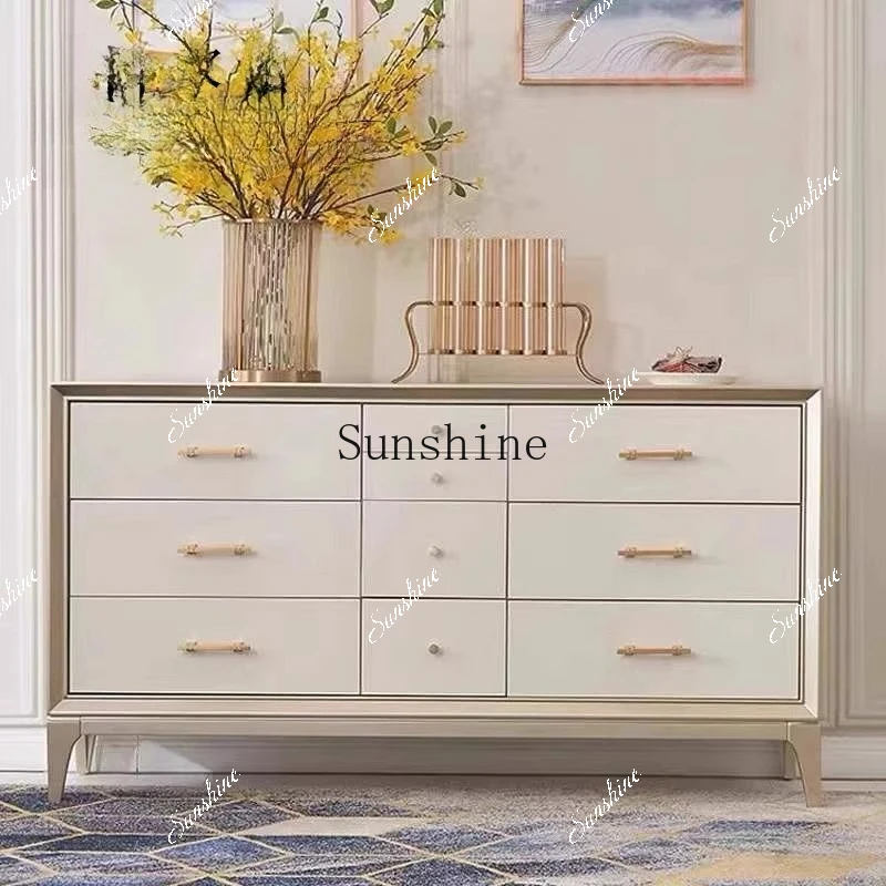 Light luxury solid wood bedroom multi-bucket locker simple small apartment entrance cabinet  FT