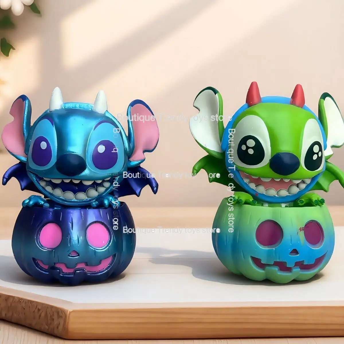 Disney Mickey Mouse Stitch Plush Doll Friends Pumpkin Halloween Desktop Series Ornaments Blind Box Gift