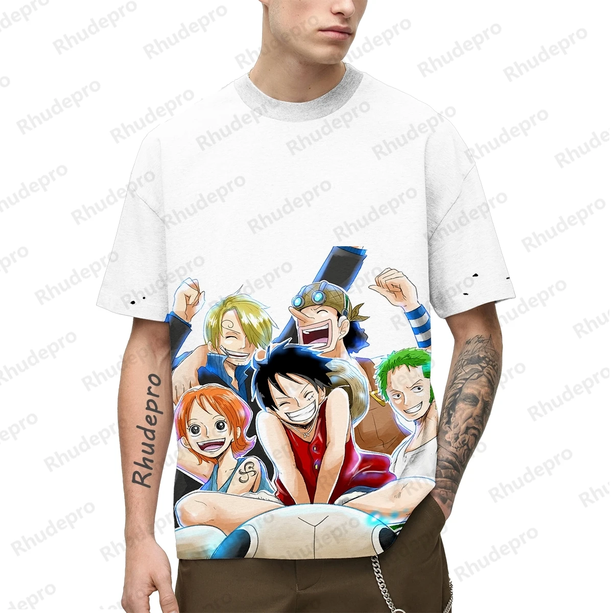 

Hip Hop Monkey D Luffy T-Shirt Men 5XL Gift Y2k Roronoa Zoro One Piece Mens Clothes Trend Tops High Quality Clothing Summer 2024