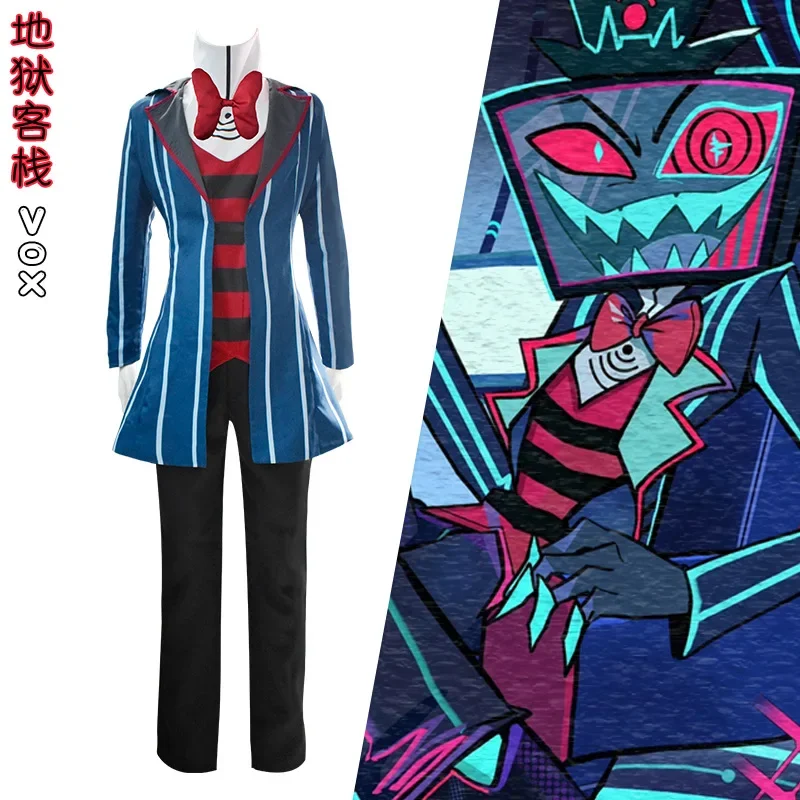 

Hazbin Cosplay Hotel Vox Cosplay Costume Uniform Suit Outfit Men Halloween Carnival Christmas Costumes Blue Red Suit Cosplay