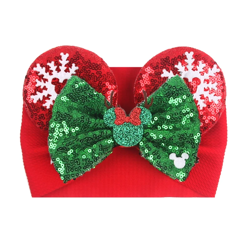 2024 Disney Christmas Mouse Ears Headwrap For Baby Festival Sequin 5\