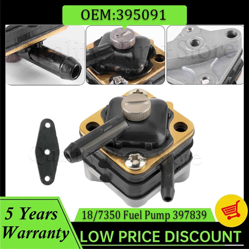

A Set Fuel Pump with Gasket For Johnson Evinrude 395091 397274 6hp 8hp 9.9hp 15hp Engine Seahorse Outboard 397839 391638 395091