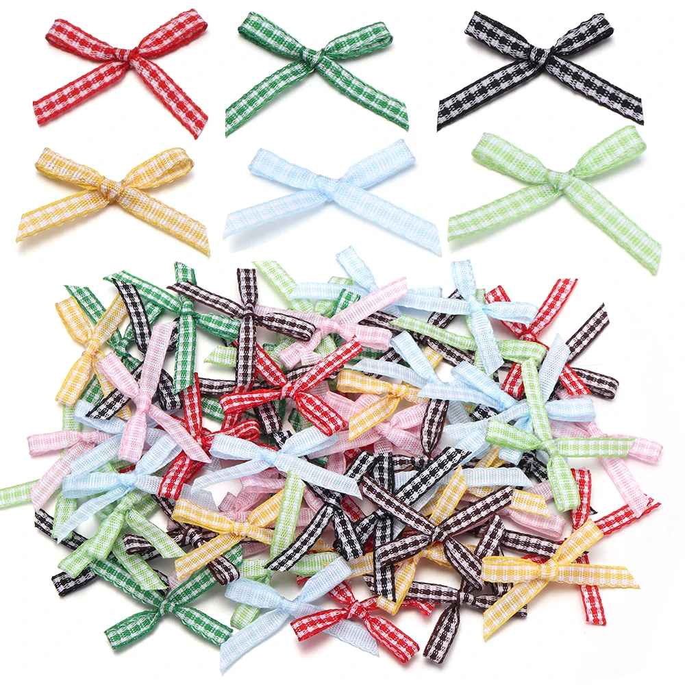 30 Stück 2x3cm handgemachte karierte Satinschleifen, bunte kleine Schleifen für DIY-Haarspangen, Näharbeiten, Kleidung, Geschenkverpackung, Partydekoration – Detail 4