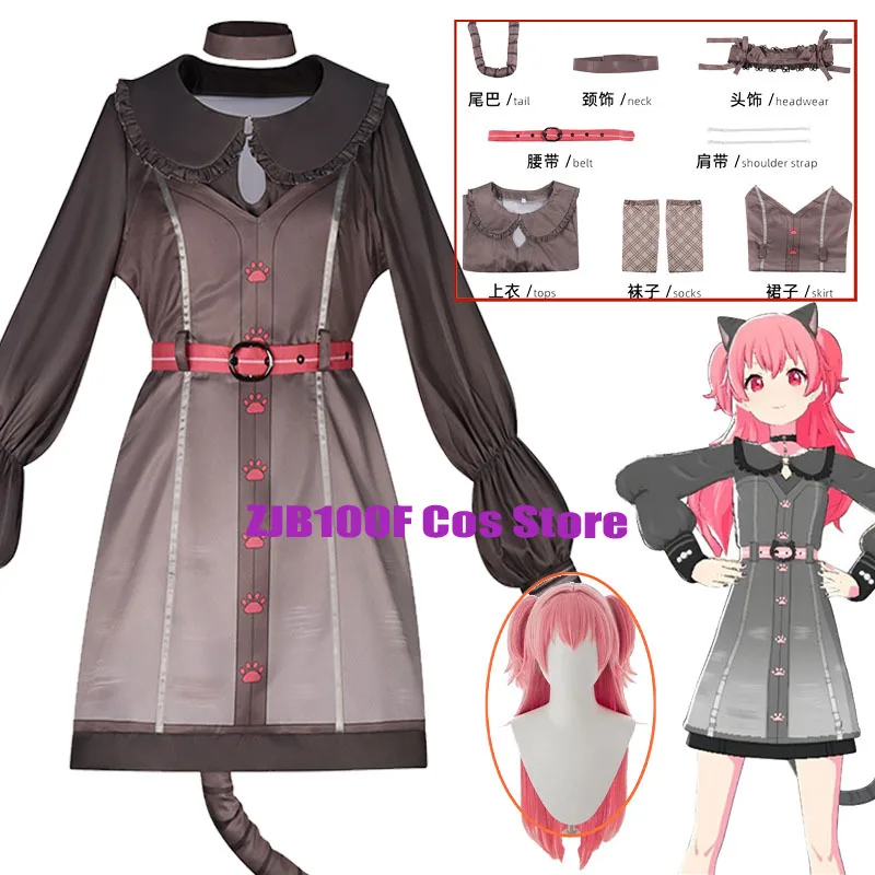 

Maomao Cat Momoi Airi Cosplay Anime Game PJSK Costume Woman Dress Tail Top Prop Wig Set Halloween Party Outfits for Women