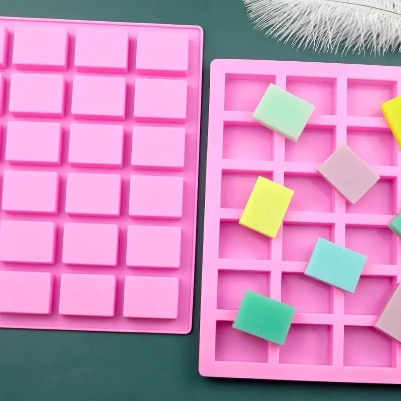 24 Grids Square Silicone Mould Handmade Soap Mold Rice Cake Mousse DIY Baking Aromatherapy Ice Cube Mold