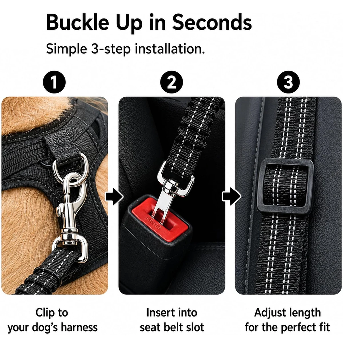 Adjustable Reflective Dog Car Safety Belt description 6
