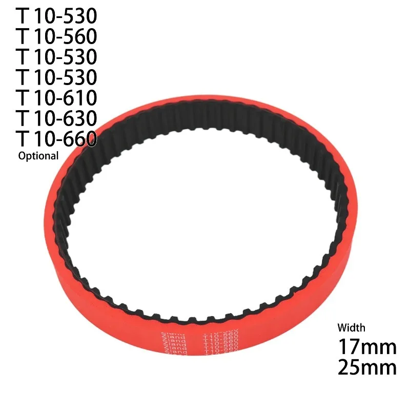 T10 530 560 610 660mm Belt For Vertical Form Fill Seal Packing Machine Red Rubber Timing Belt For VFFS Packing Machine 17 25mm