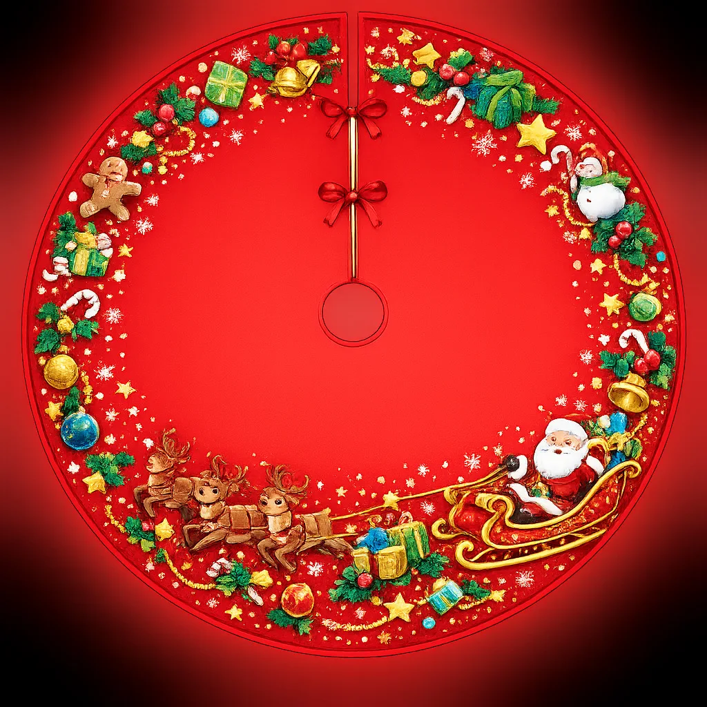 VIKAMA Christmas Tree Dress Printed Cartoon Santa Claus Round Tree Base Floor Mat For Living Room And Bedroom Festive Home Decor